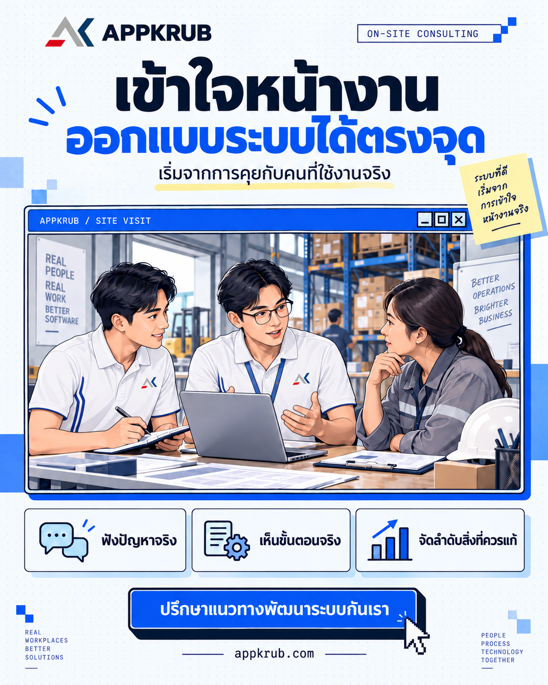 ระบบที่ตอบโจทย์ เริ่มจากการเข้าใจหน้างานจริง